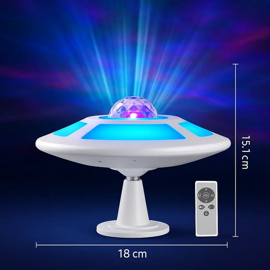 Projecteur soucoupe LED avec dimensions 18 cm de large et 15,1 cm de haut